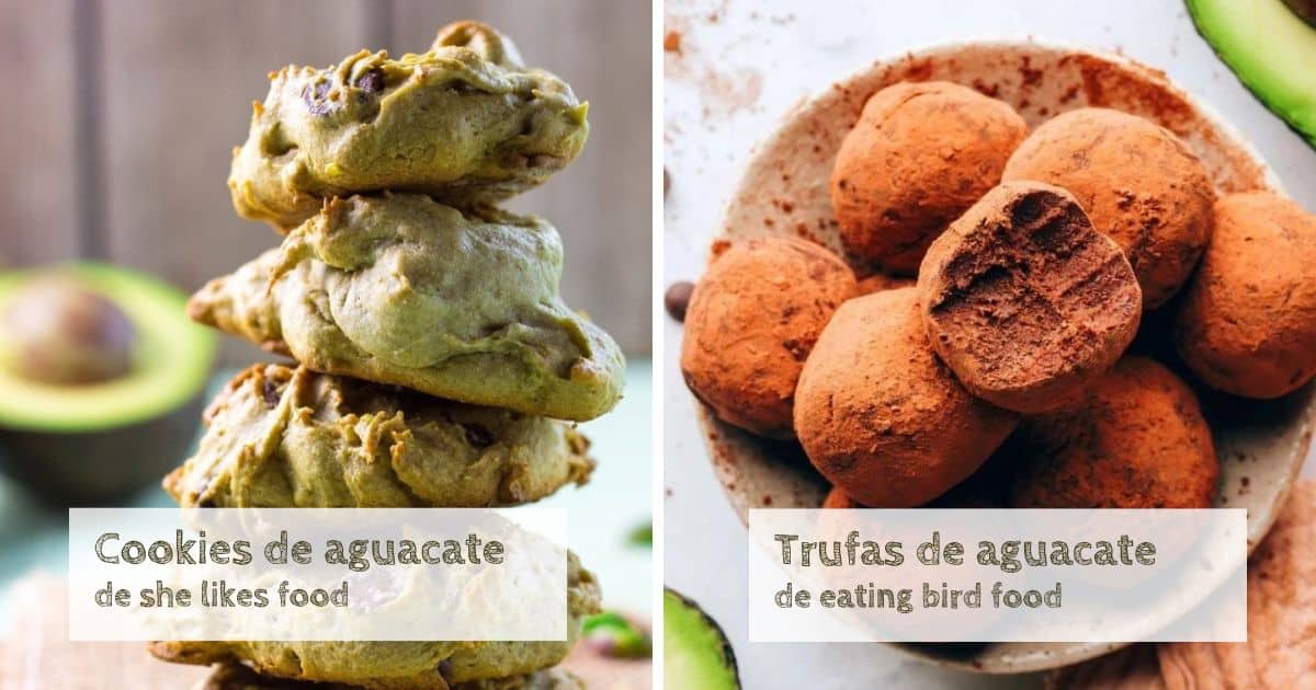 cookies con aguacate y trufas de aguacate